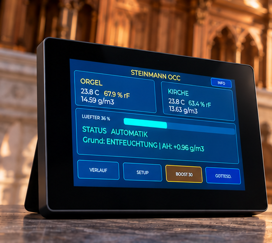 OCC Display vor einer Orgel